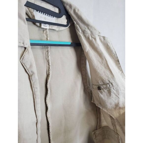 Marrakech Open Front Cream Linen Vest Minimalist Coastal Normcore Capsule - Picture 5 of 8